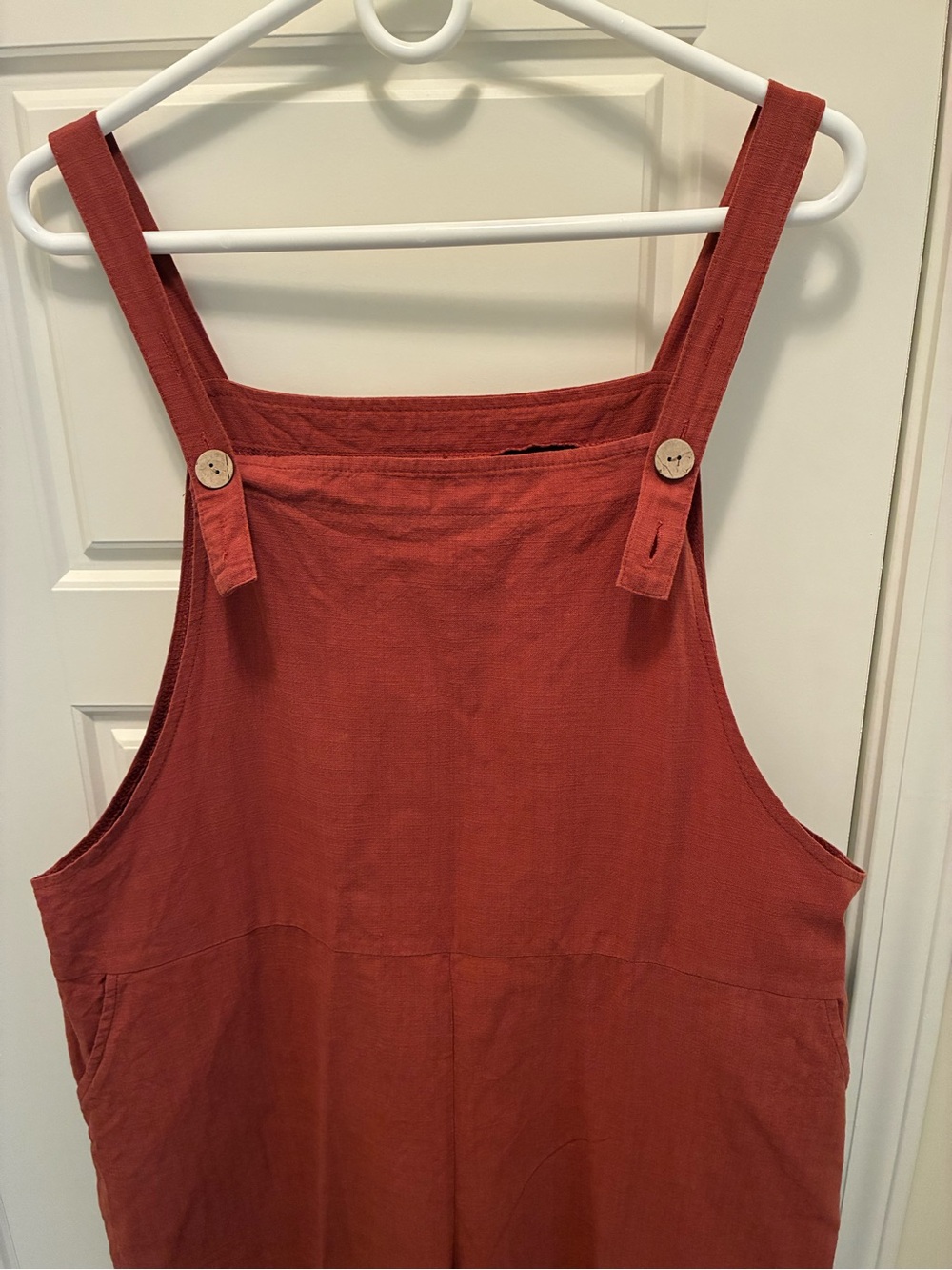 Women's Terracotta Casual Overalls Jumpsuit Cropped Wide-Leg - Picture 3 of 5